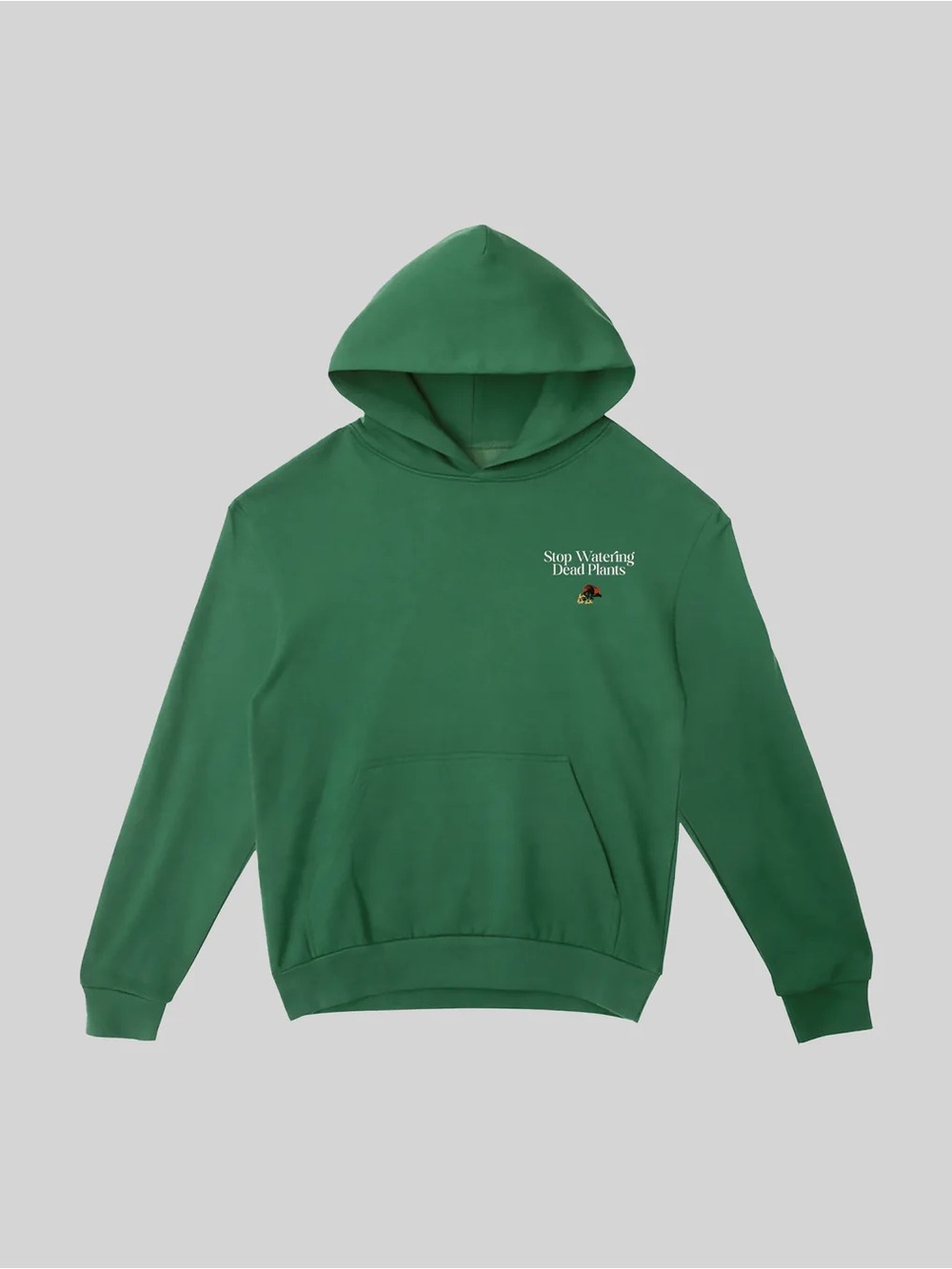 ✨ NWOT Train of Thought Collective Stop Watering Dead Plants Green Hoodie ✨